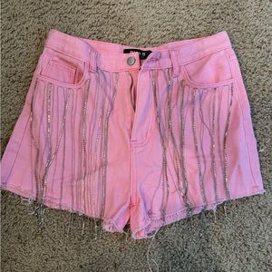 Blue B shorts with crystals